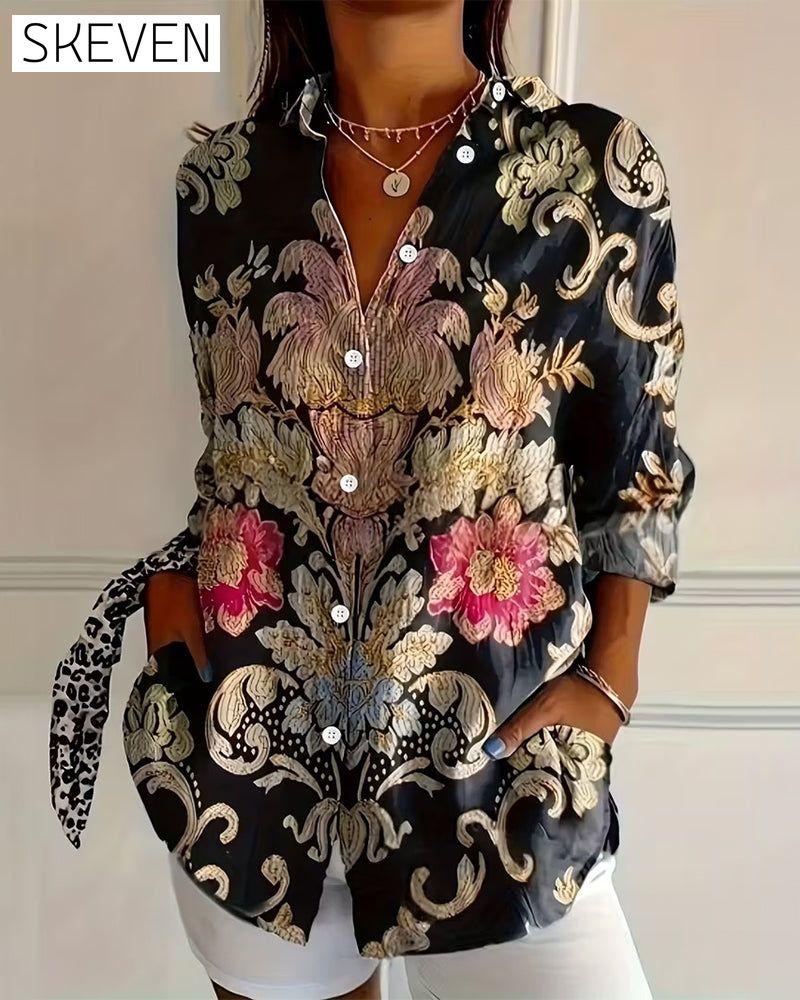 Collared Printed Button-Up Shirt