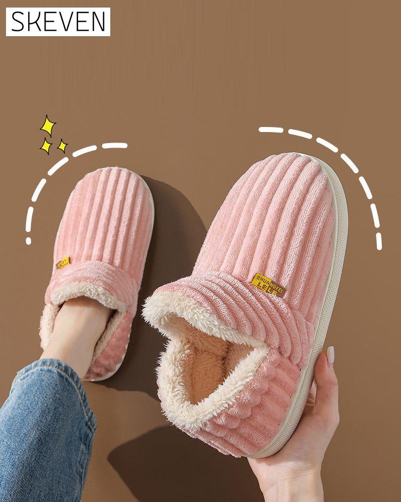 Home warm solid color flat shoes
