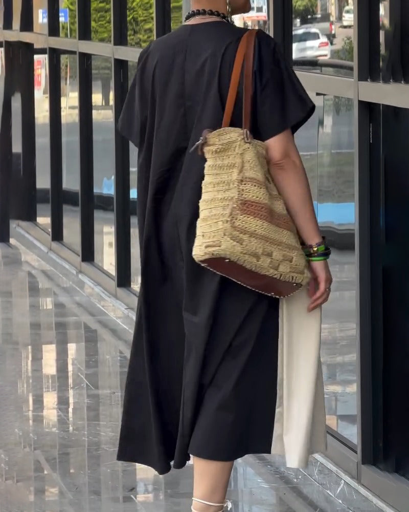 Contrast Loose A-Line Dress