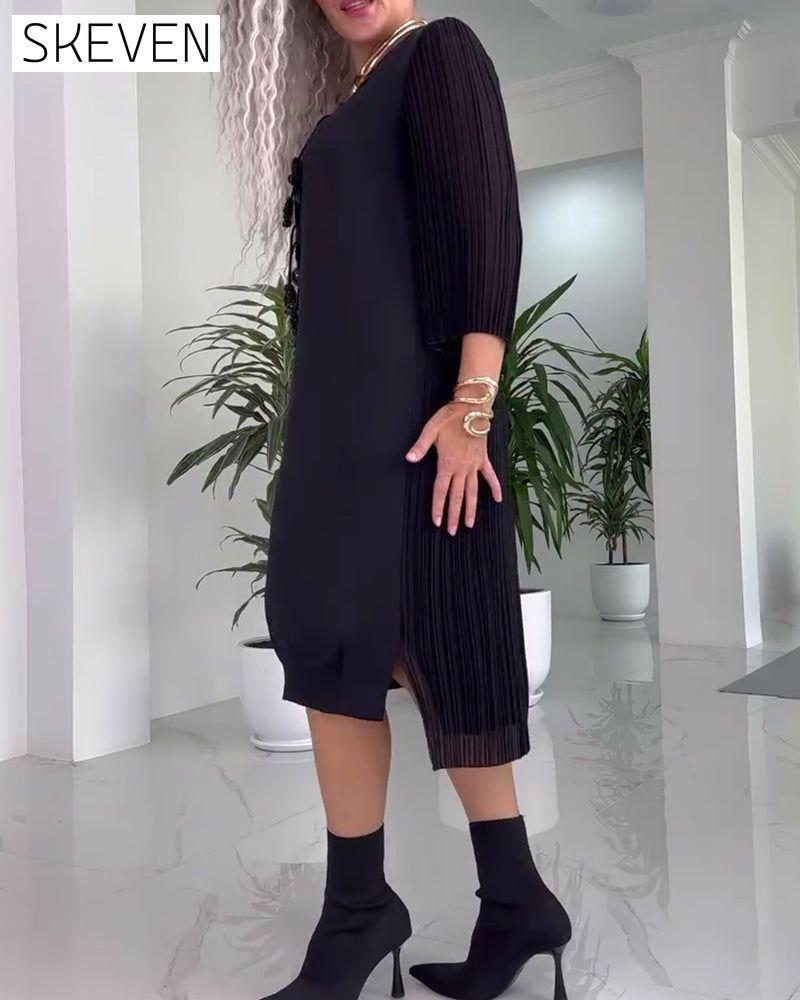 Freizeitkleid in Unifarbe mit Schlitz