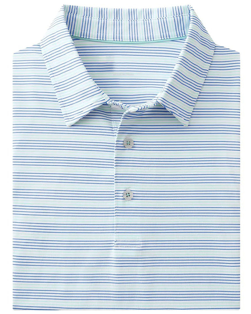 Lapel Blue And White Fine Stripe T-Shirt