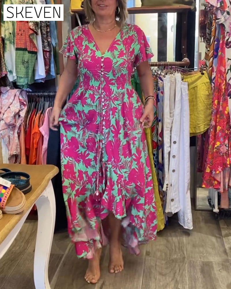 Bedrucktes Kurzarmkleid