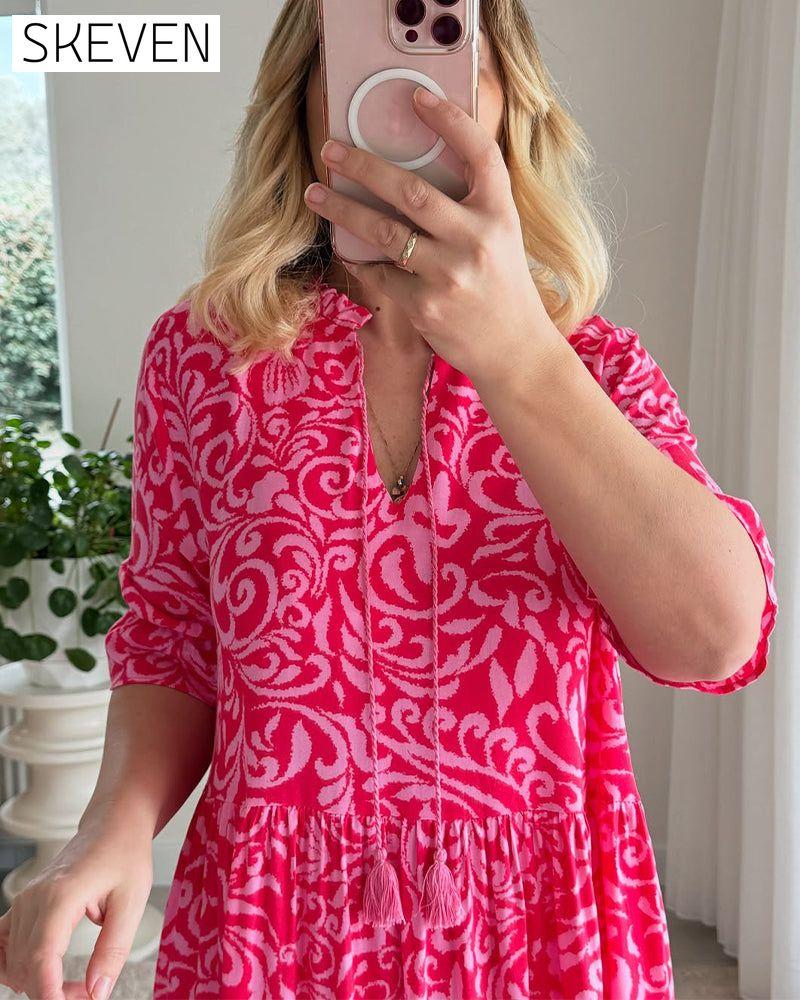 Robe ample à manches courtes et imprimé floral