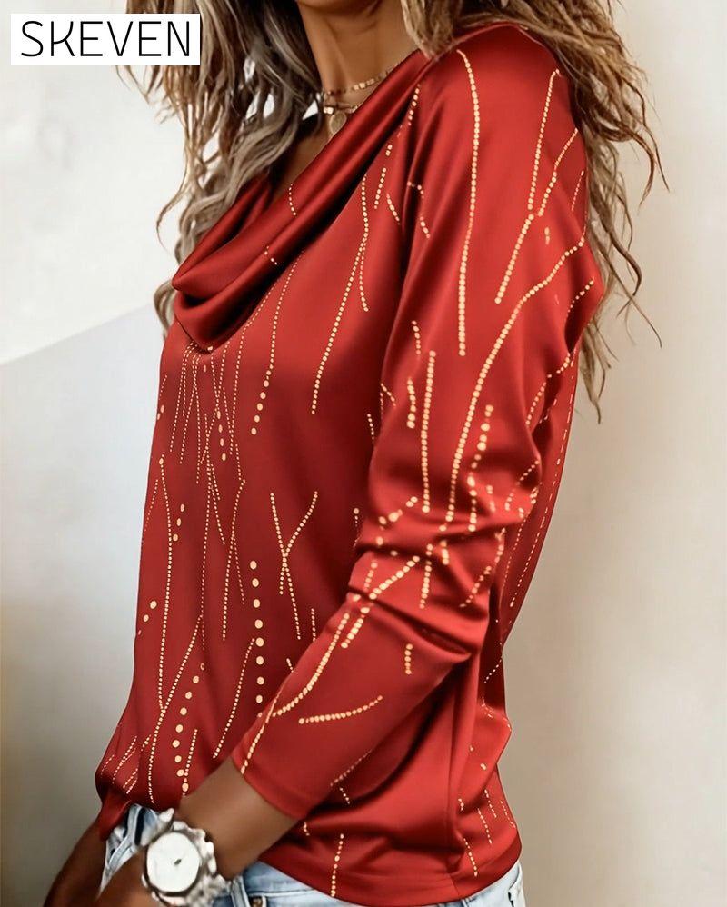 Cowl Neck Fashion Printed Top