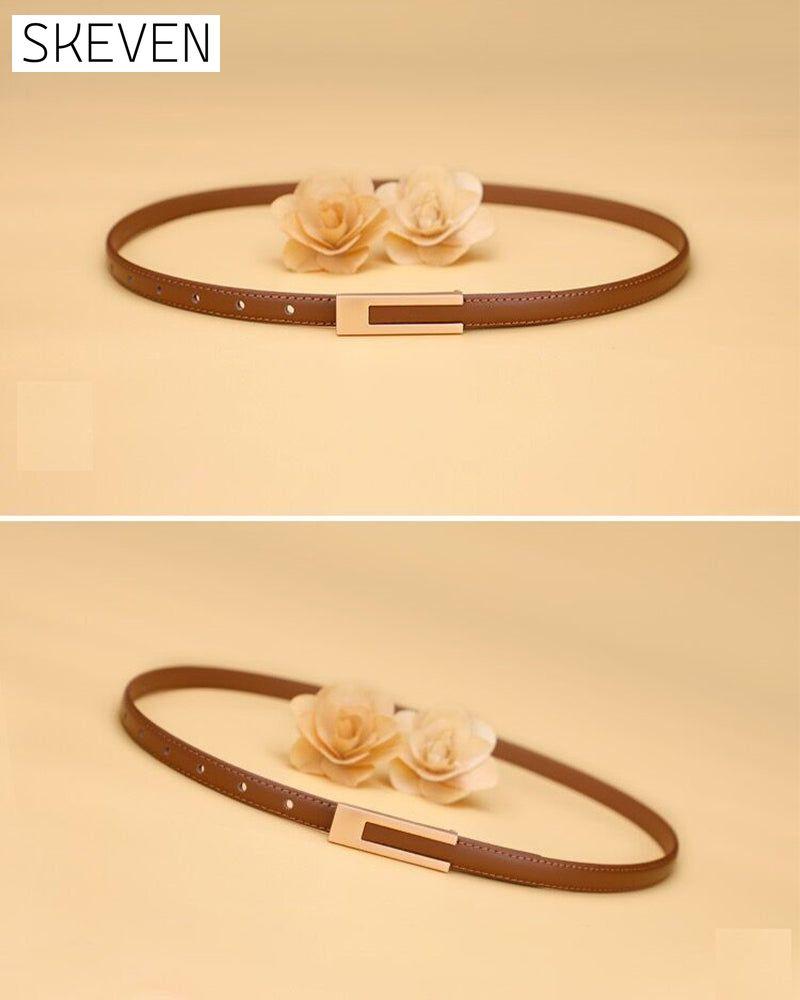 Simple retro solid color thin belt