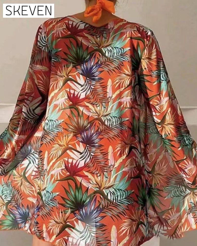 Ensemble bikini imprimé sexy avec paréo