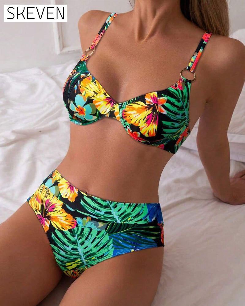 Sexy Printed Push-Up Bra Triangle Bikini