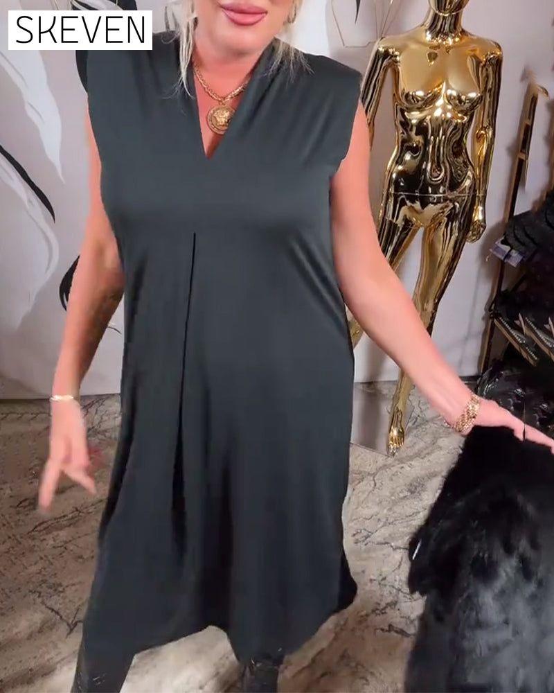 V-Neck Fashionable Sleeveless Dress