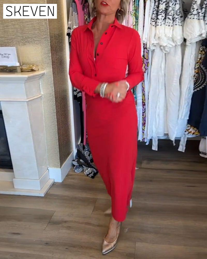 Solid color slit elegant dress