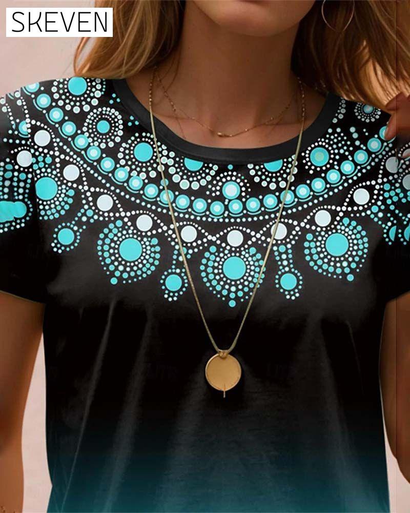 Gradient printed casual blouse