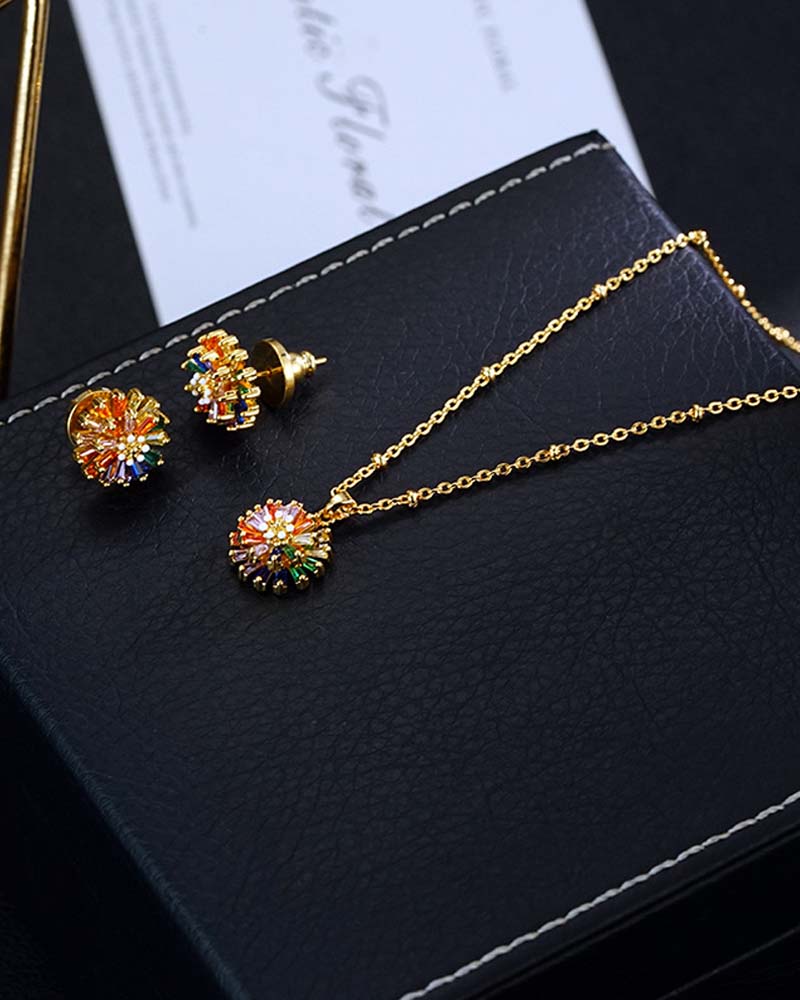Colorful Firework Stud Earrings 💎 Zirconia Design & Minimalist Elegant