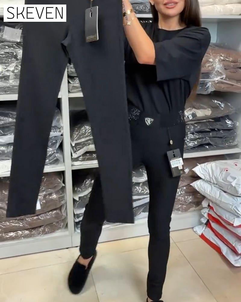 Stilvolle einfarbige Stretchhose