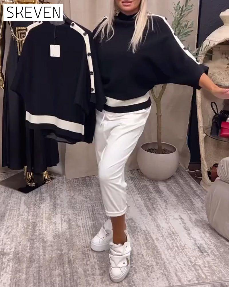 Colorblock button-down sweater