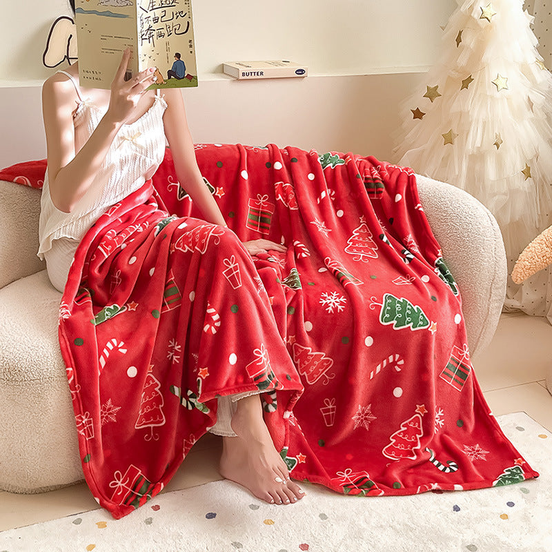 Creative Printing Christmas Thickened Flannel Blanket