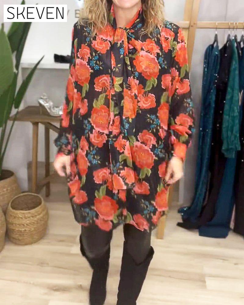 Floral pattern loose blouse