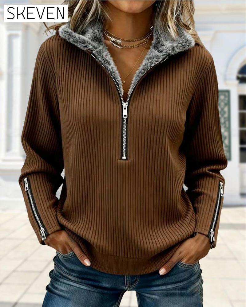 Half Zip Collar Casual Sweatshirt