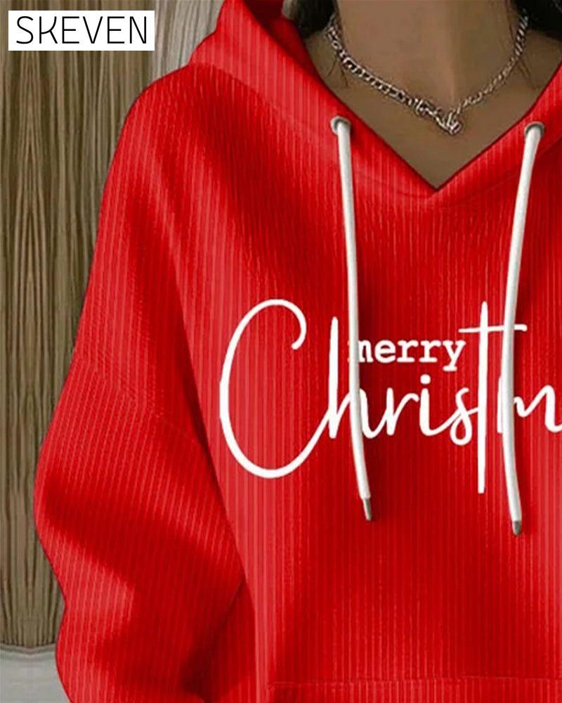 Casual Lettering Long-Sleeved Hoodie