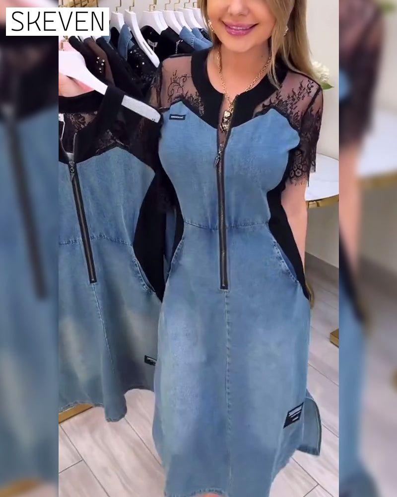 Kleid mit Spitzenärmeln – Modisches Design