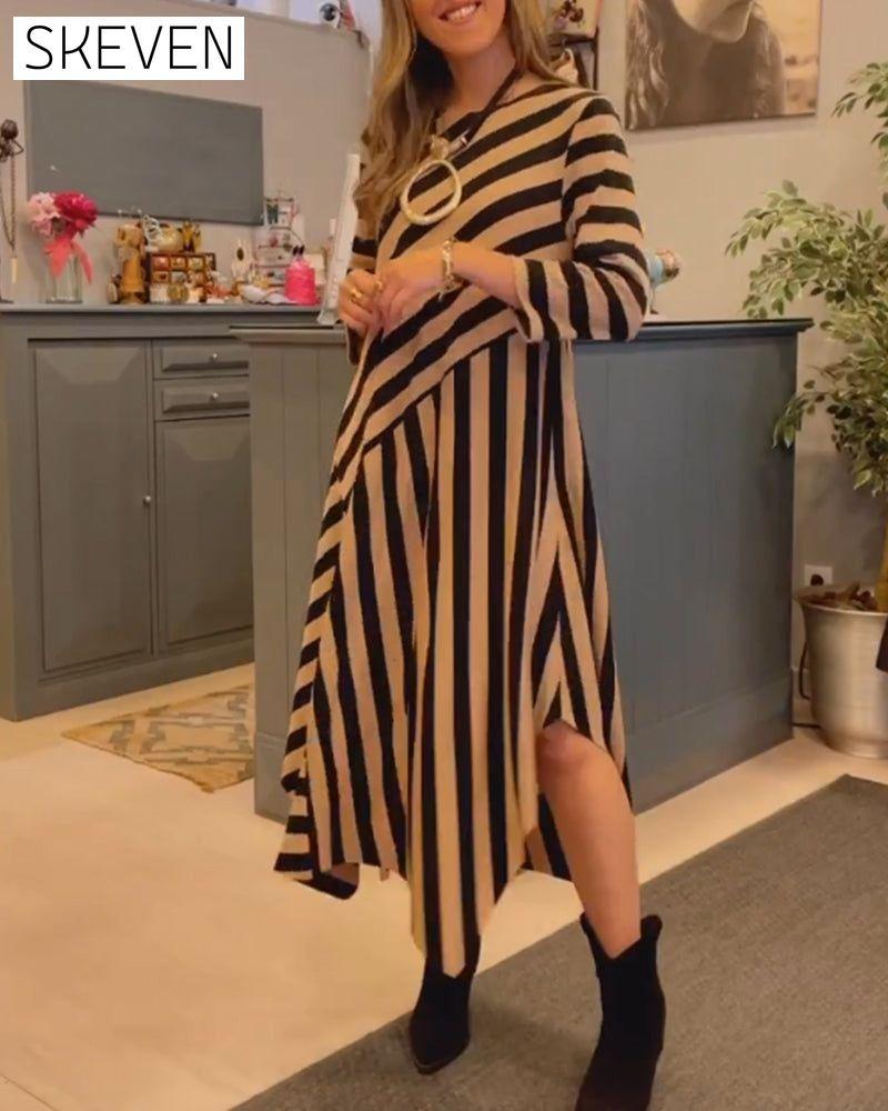 Striped Loose Casual Dress 2023 f/w 23BF casual dresses Clothes Dresses spring