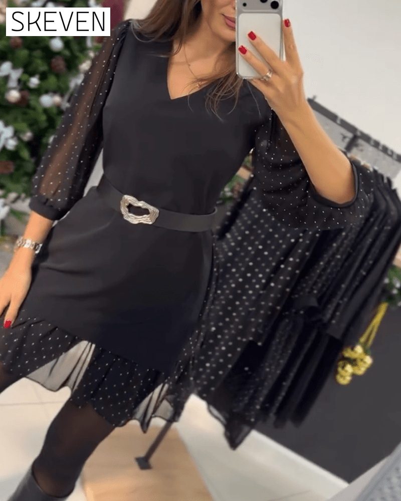 Stylish V-Neck Patchwork Dress