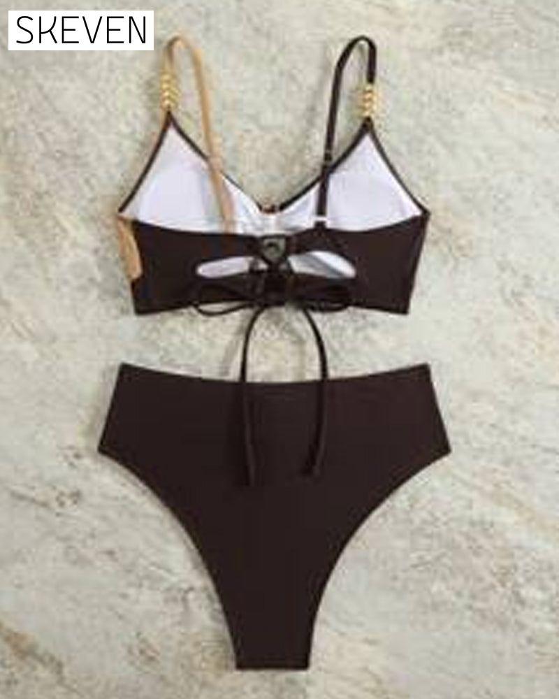 Sexy Triangel-Badeanzug mit hohem Bund und BH