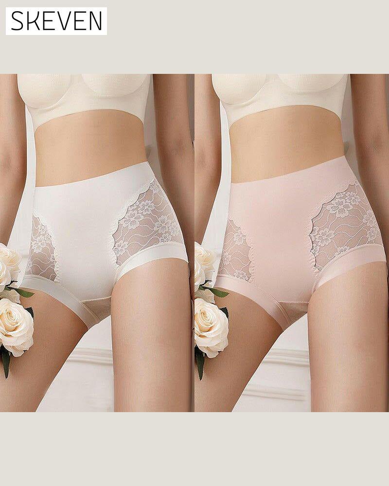 Sous-vêtements en dentelle extensible sans coutures à taille haute pour femmes