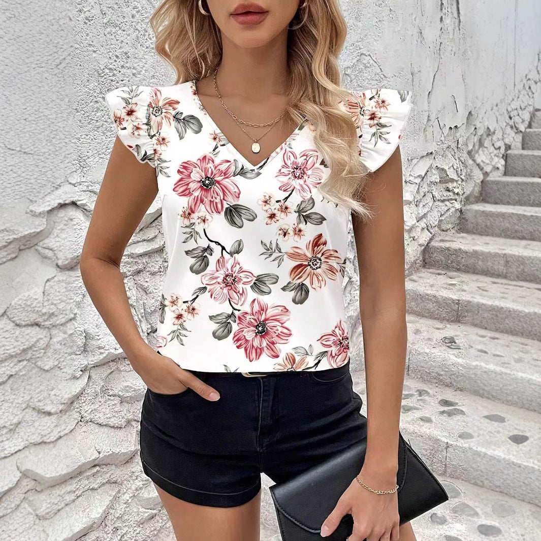 Sleeveless Leopard Print Ruffled Top