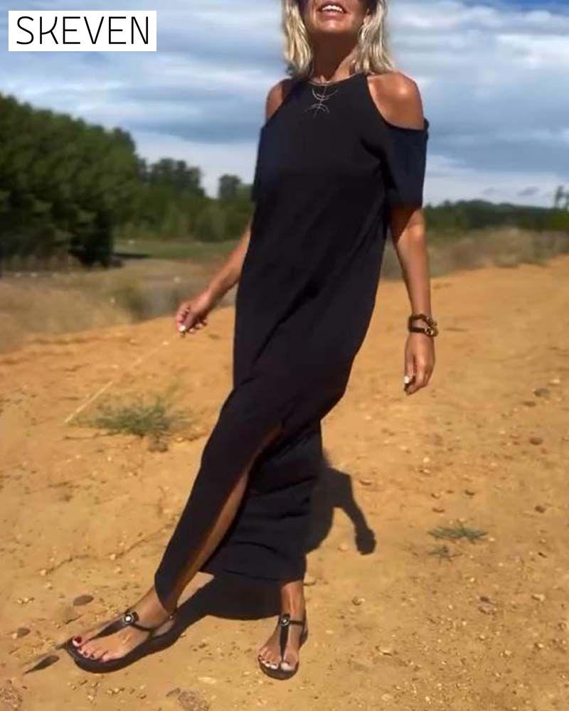 Modisches, lässiges, schulterfreies, figurbetontes Kleid
