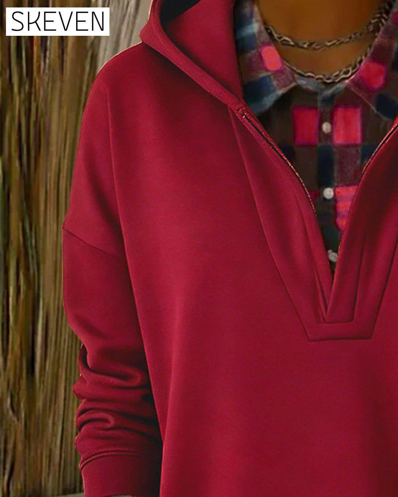 Zweiteiliger Kapuzenpullover mit Karomuster