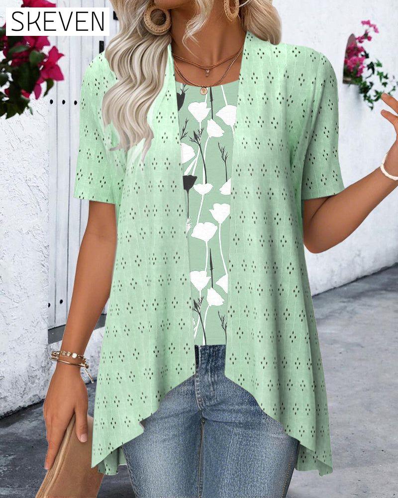 Fake Two-piece Printed Blouse