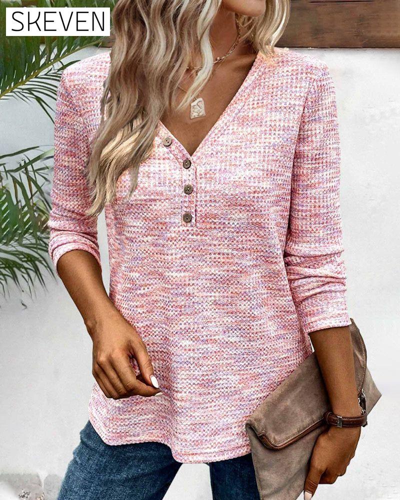 V-neck buttoned casual top