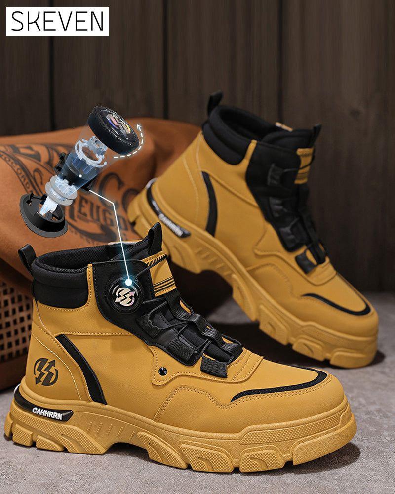 Herren-Arbeitsschuhe mit drehbarem Schnallenverschluss für den Outdoor-Bereich 🔄👞 – Wasserdicht 💦, rutschfest 🚶‍♂️, bequem, atmungsaktiv 🌬️