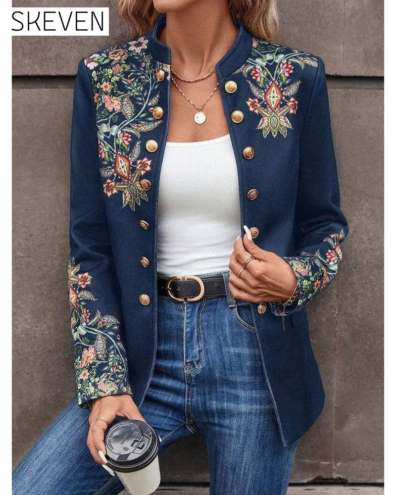 Printed double-breasted blazer 2024 f/w blazers spring