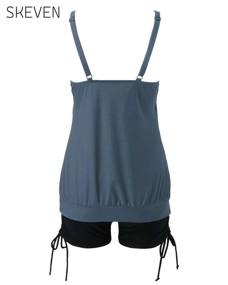 Wide Collar Vest Two-Piece Slim Swimsuit