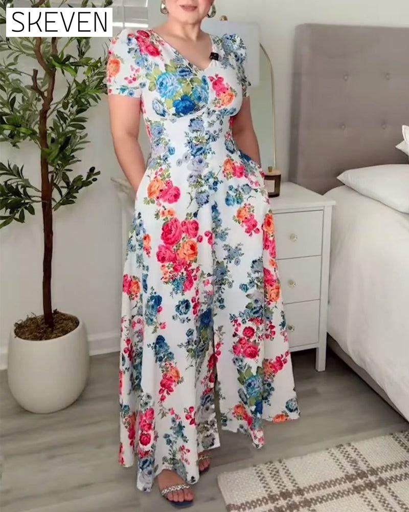 Sexy Waist A-Line Printed Dress