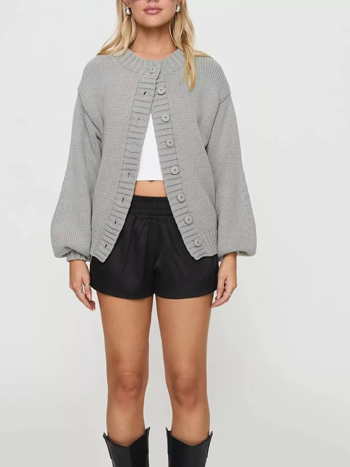 Chunky Knit Button-Up Cardigan