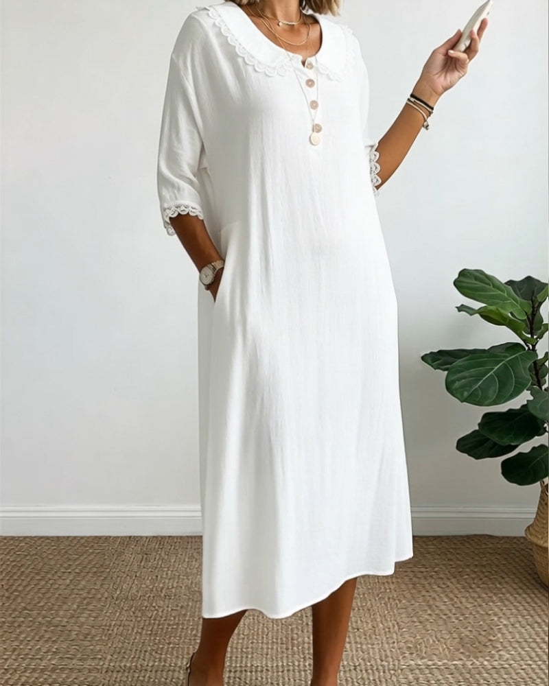 Peter Pan Collar Solid Color Patchwork Dress