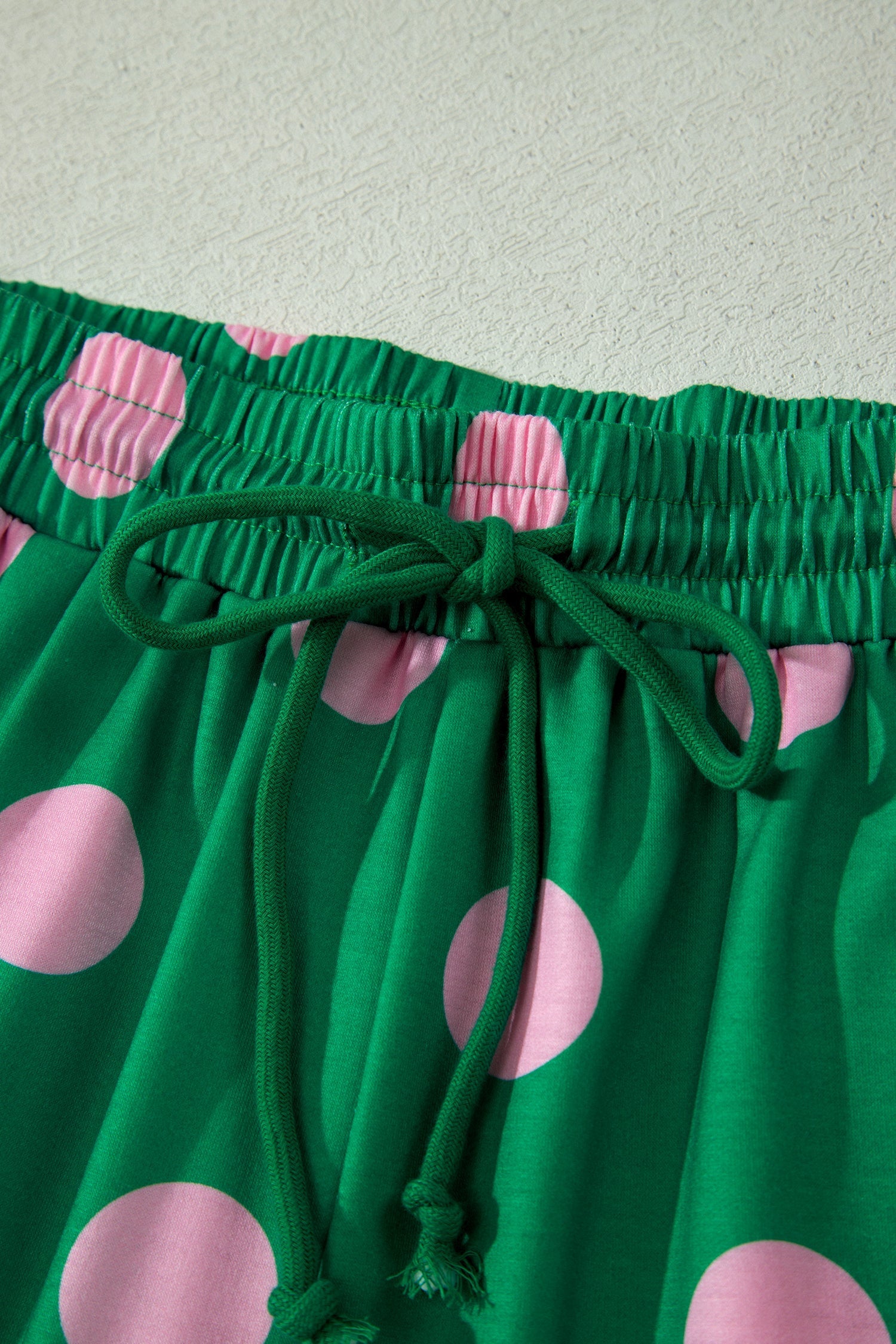 Polka Dot V-Neck Tee & Drawstring Shorts Set