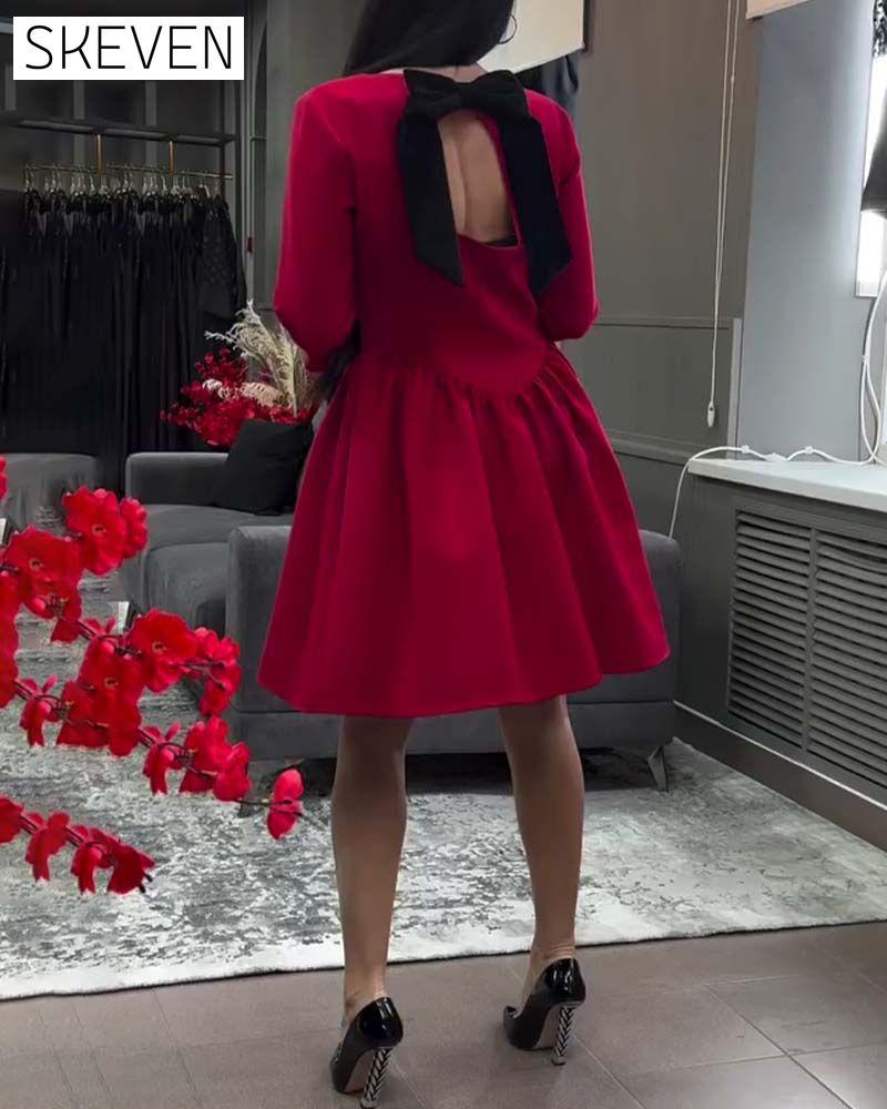 Temperament Round Neck Waist A Hem Dress