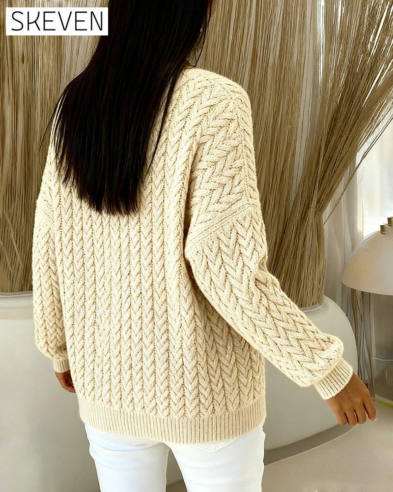 Langärmelige Strickjacke aus dickem Strick