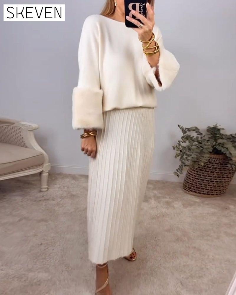 Elegant Solid color pullover with long sleeve