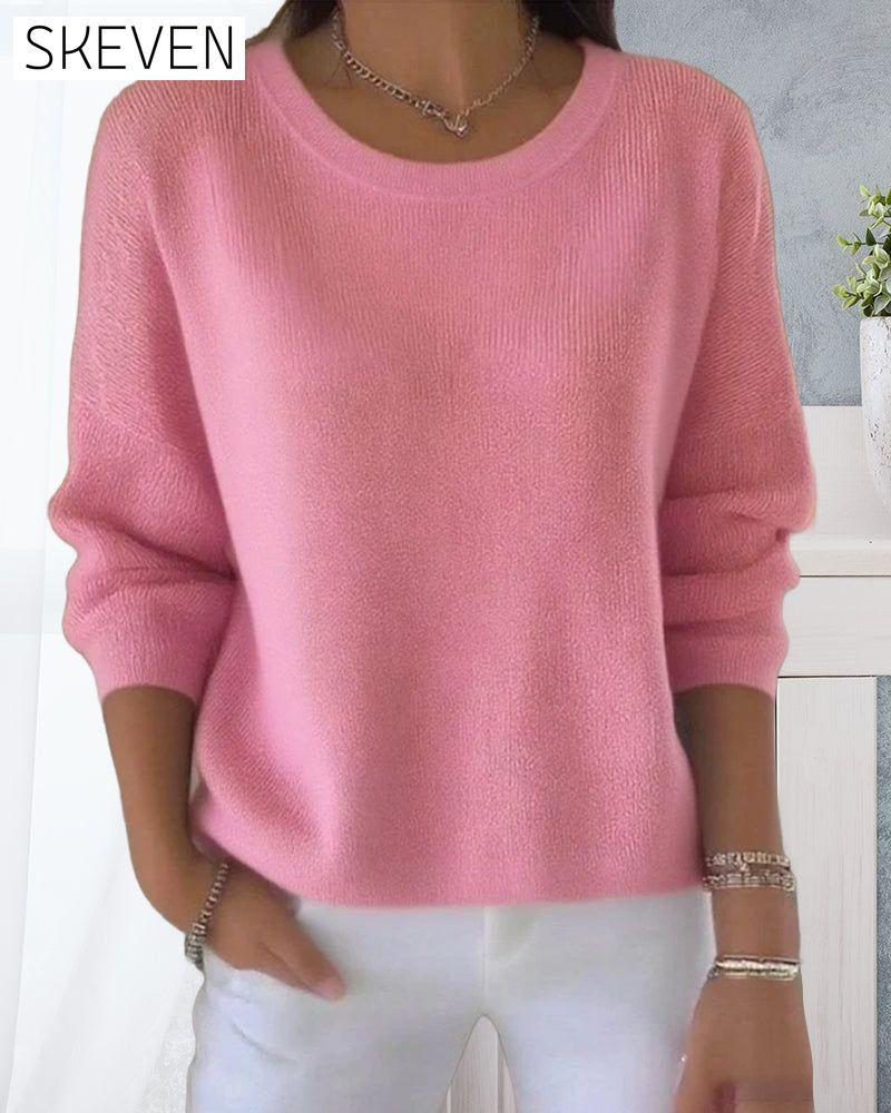 Pullover mit Rundhalsausschnitt und überschnittenen Schultern