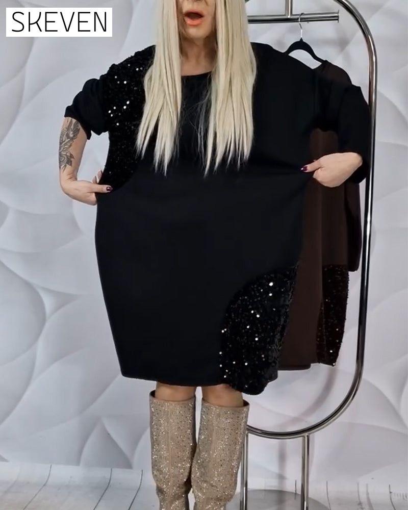 Paillettenkleid mit Rundhalsausschnitt