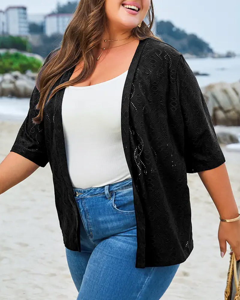 Hollow Out Short Sleeve Coat