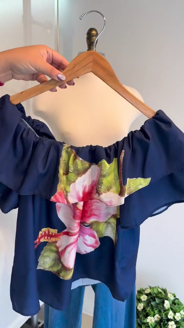 Floral Print Off Shoulder Blouse