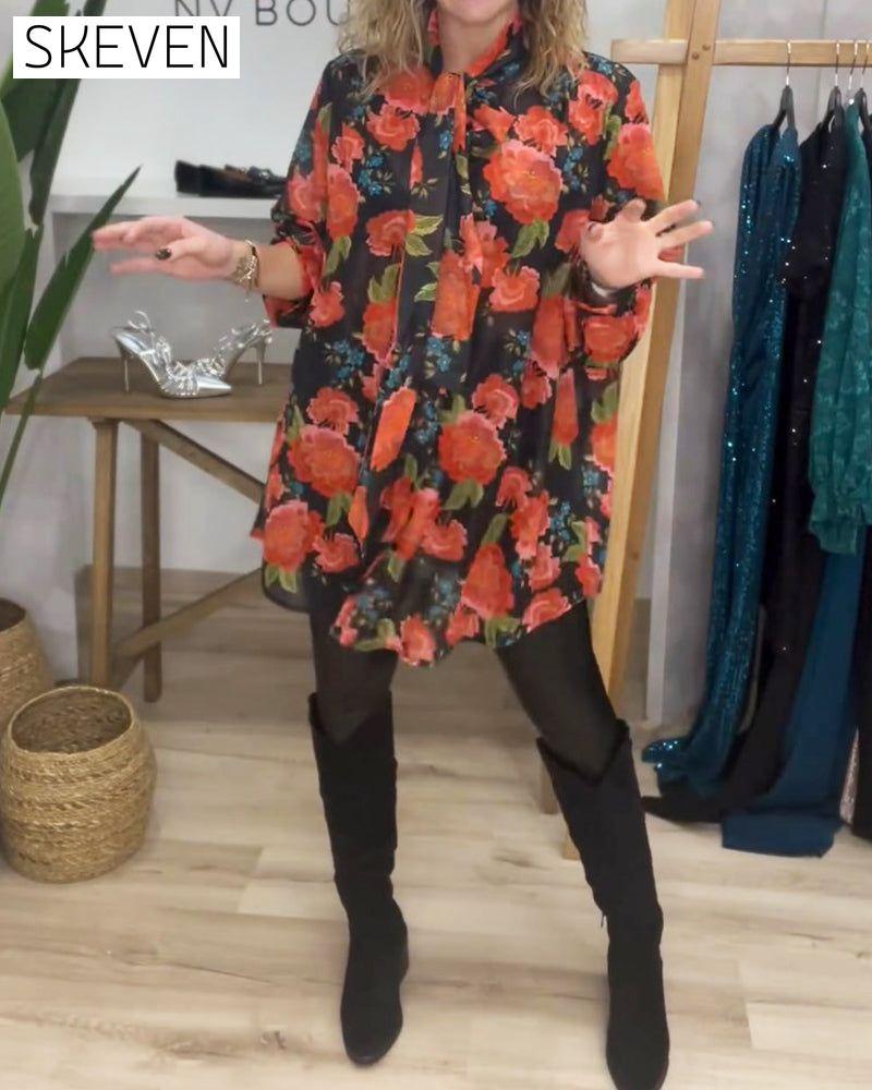Floral pattern loose blouse