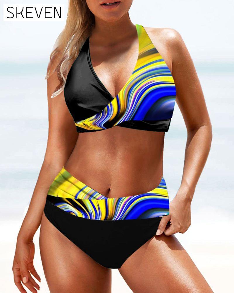 Bikini-Set mit bedrucktem Neckholder