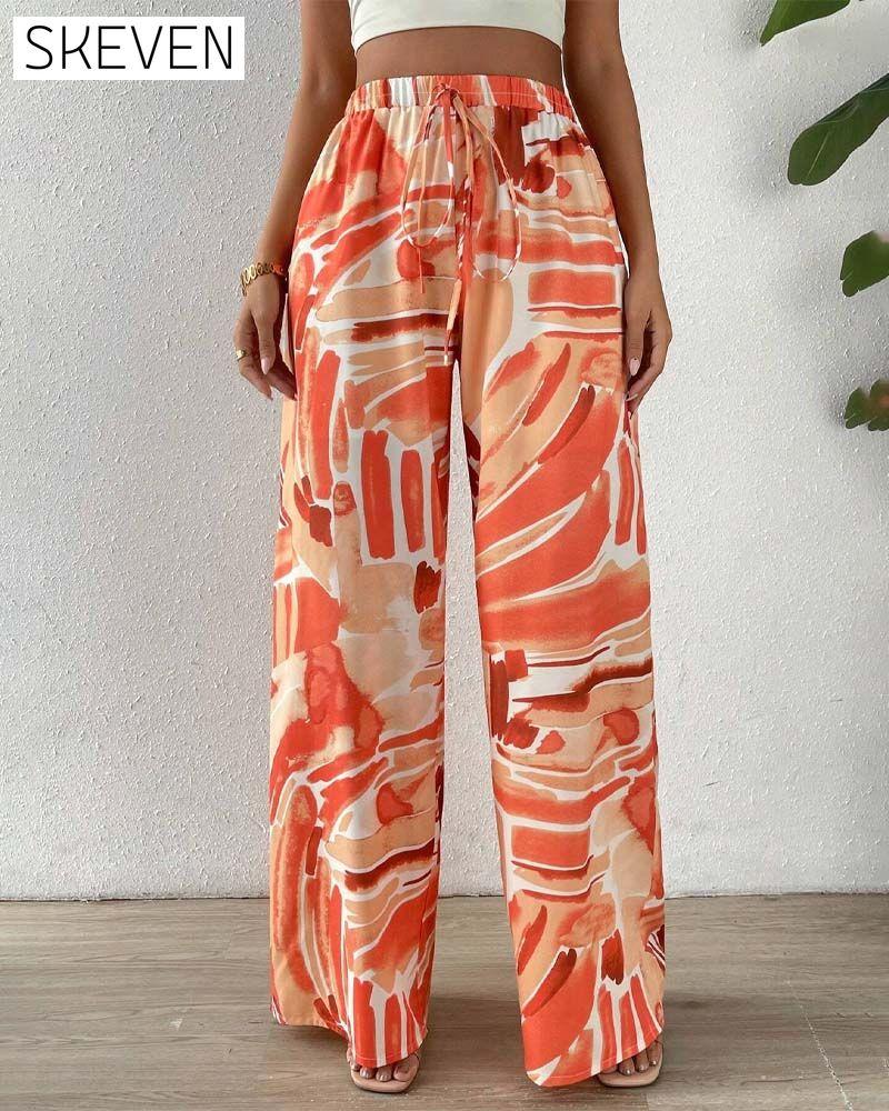 Casual printed wide-leg pants