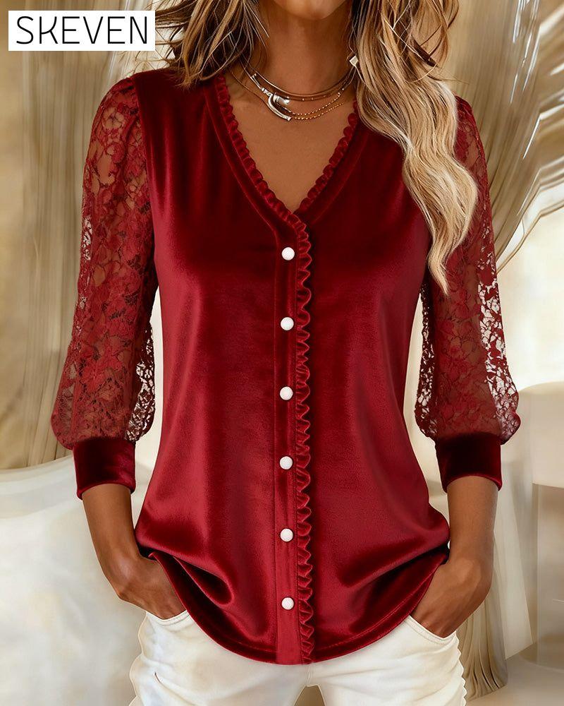 Velvet Patchwork Solid Color Top