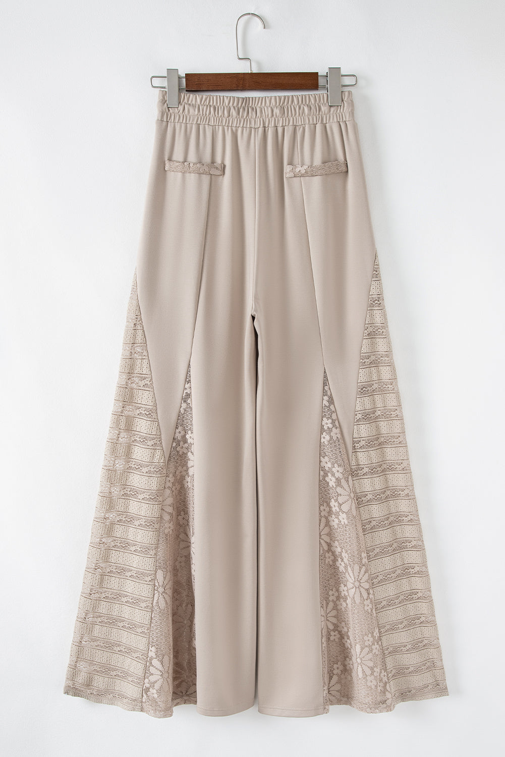 Blue Zone Planet |  Smoke Gray Boho Lace Patchwork Wide Leg High Waist Pants